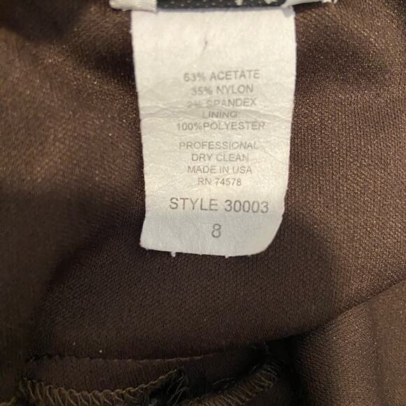 Vintage Cache Dark Olive Green Short Formal Sheath Dress - Women's Size 8 - Picture 7 of 8